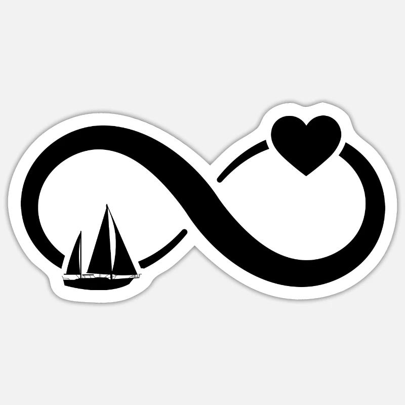 Infinity Heart and Sailing - - Sticker size S (10 x 10 cm) - white matte