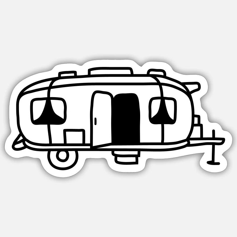 Comic Design Camping Cart - Sticker taille S (10 x 10 cm) - blanc mat
