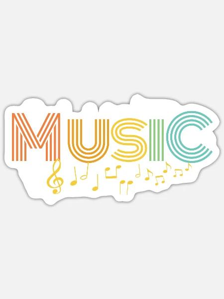 MUSIC Vibes – Bunte Noten & Instrumente - Sticker Größe S (10 x 10 cm) - Mattweiß