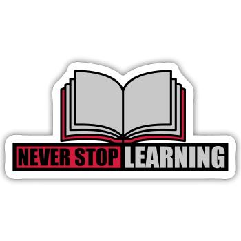 never stop learning quote - Sticker size S (10 x 10 cm) - white matte - Front