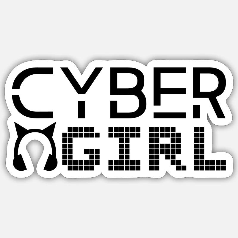 Cyber-Mädchen - Sticker Größe S (10 x 10 cm) - Mattweiß