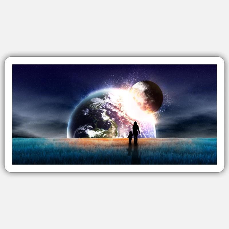 La Lune tombe large Sticker taille S (10 x 10 cm)