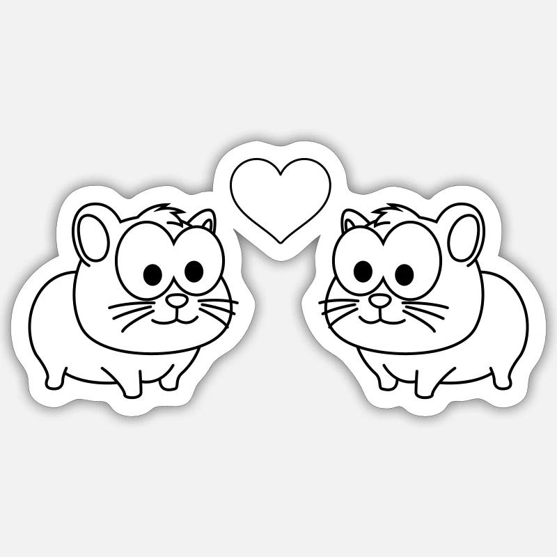 Hamster Comic Paar liebe Sticker Größe S (10 x 10 cm)
