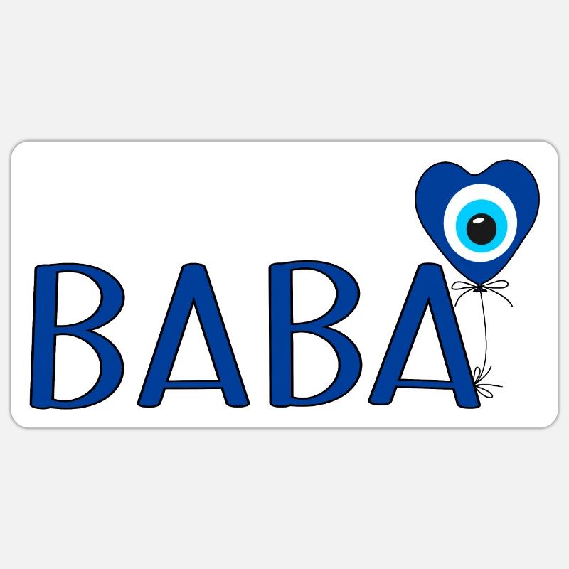 Baba mit Nazar Luftballon - Sticker Größe S (10 x 10 cm) - Mattweiß