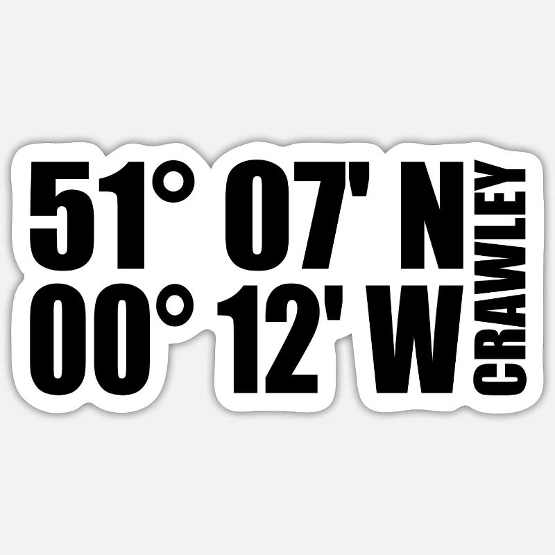 Crawley coordinates - Sticker size S (10 x 10 cm) - white matte