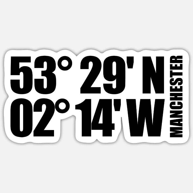 Coordonnées de Manchester - Sticker taille S (10 x 10 cm) - blanc mat