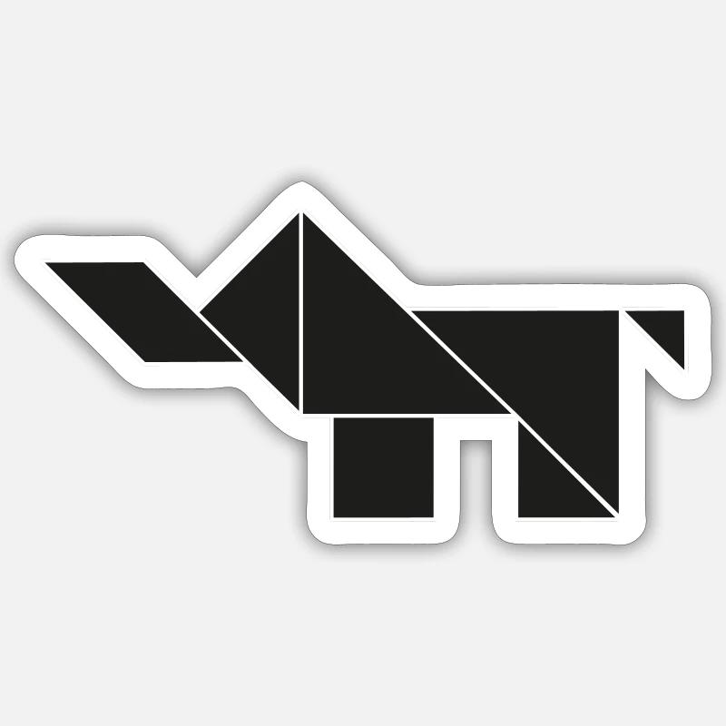 Tangram Elefant black 'n white - Sticker Größe S (10 x 10 cm) - Mattweiß