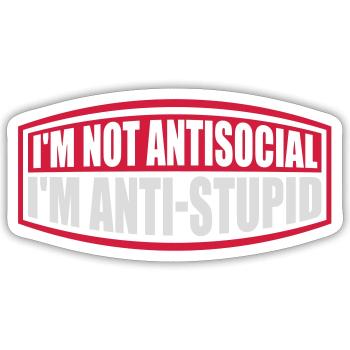 not antisocial anti stupid - Sticker Größe S (10 x 10 cm) - Mattweiß - Vorne