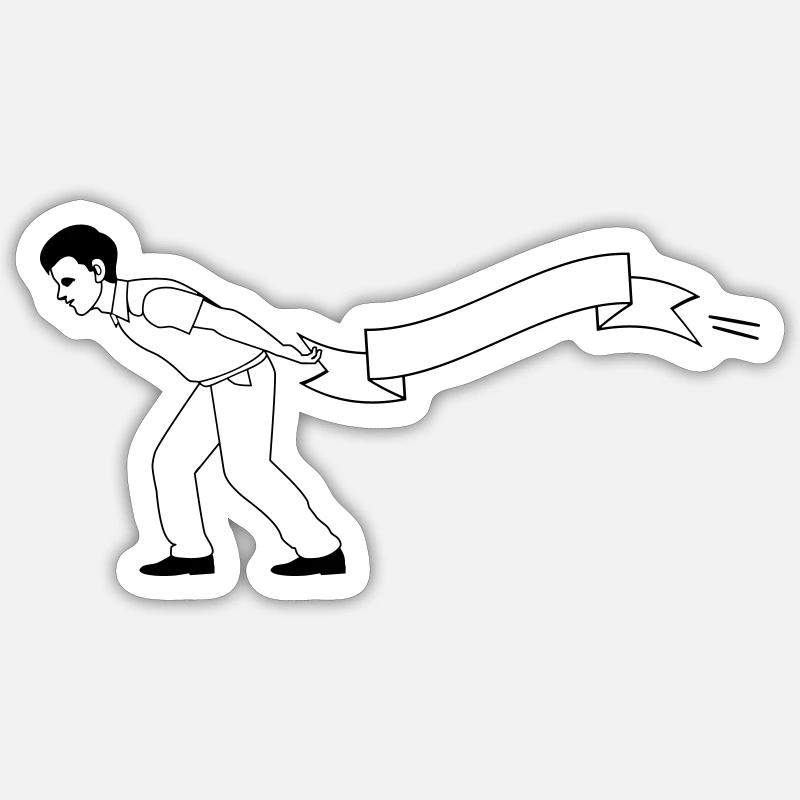 man pulls Banner | Bannerträger - Sticker Größe S (10 x 10 cm) - Mattweiß