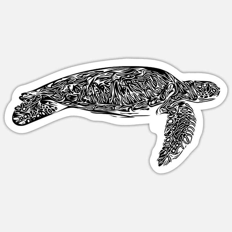 Elegant old water turtle - Sticker size S (10 x 10 cm) - white matte