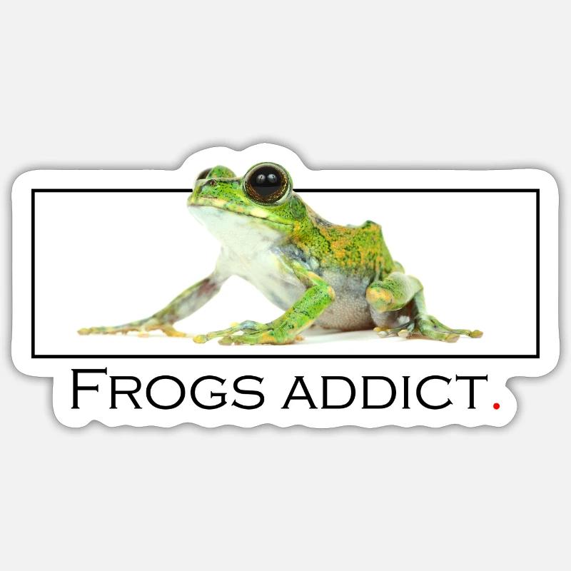 Frogs addict - Sticker taille S (10 x 10 cm) - blanc mat