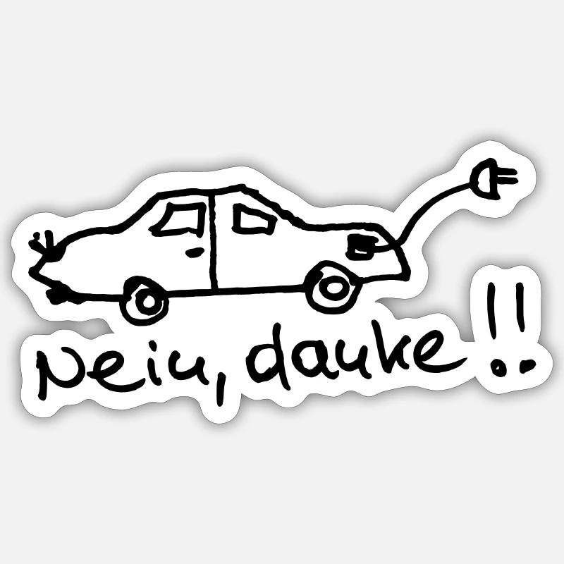 E Auto, nein danke! Sticker Größe S (10 x 10 cm)