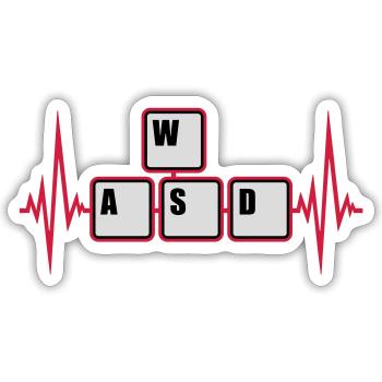WASD Touches de clavier Gamer - Sticker taille S (10 x 10 cm) - blanc mat - Devant