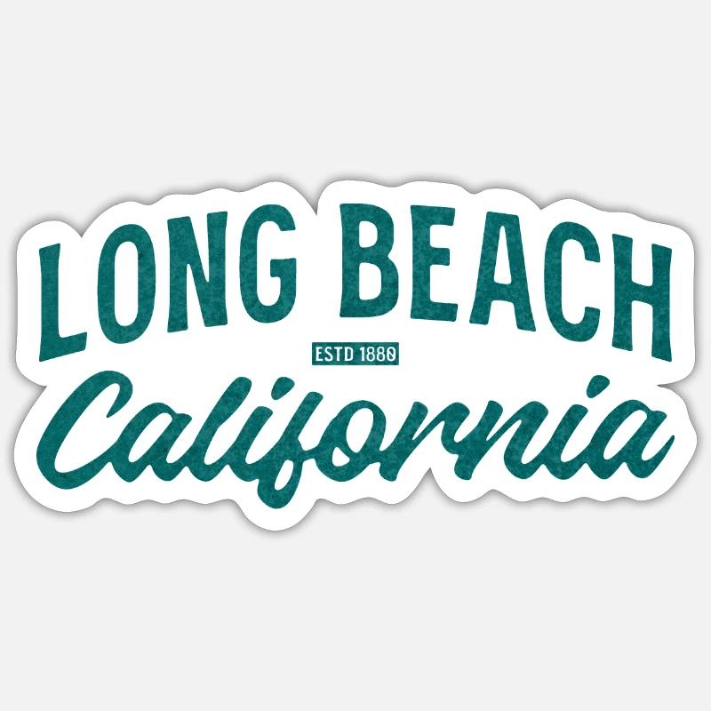 Long Beach California Vintage Script - Sticker size S (10 x 10 cm) - white matte
