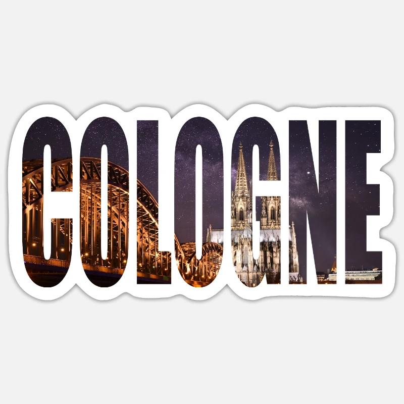 COLOGNE SKYLINE NIGHT - Sticker size S (10 x 10 cm) - white matte