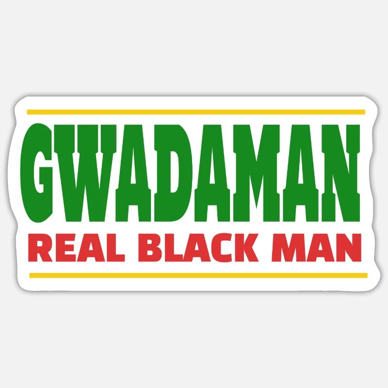 Gwadaman, echter schwarzer Mann - Sticker Größe S (10 x 10 cm) - Mattweiß
