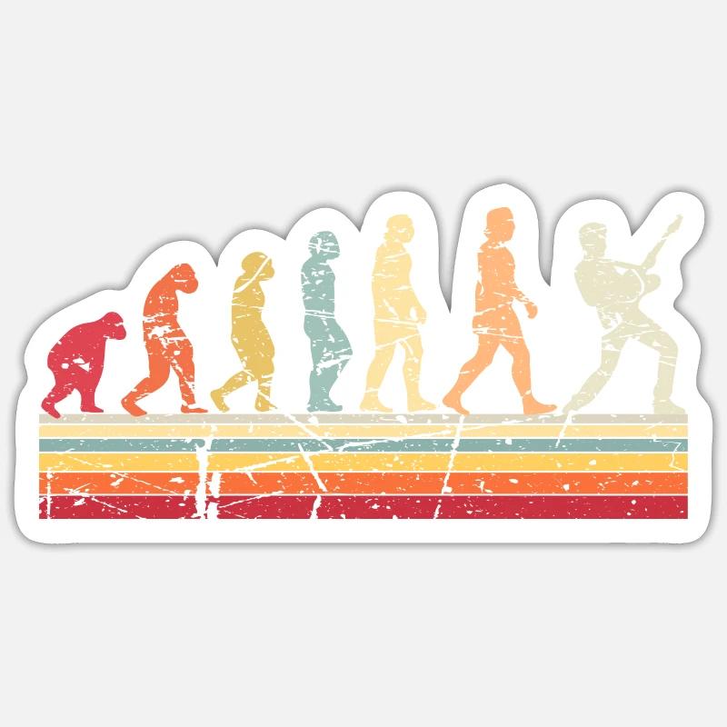 Human Evolution Guitar Band Retro Vintage Sticker taille S (10 x 10 cm)