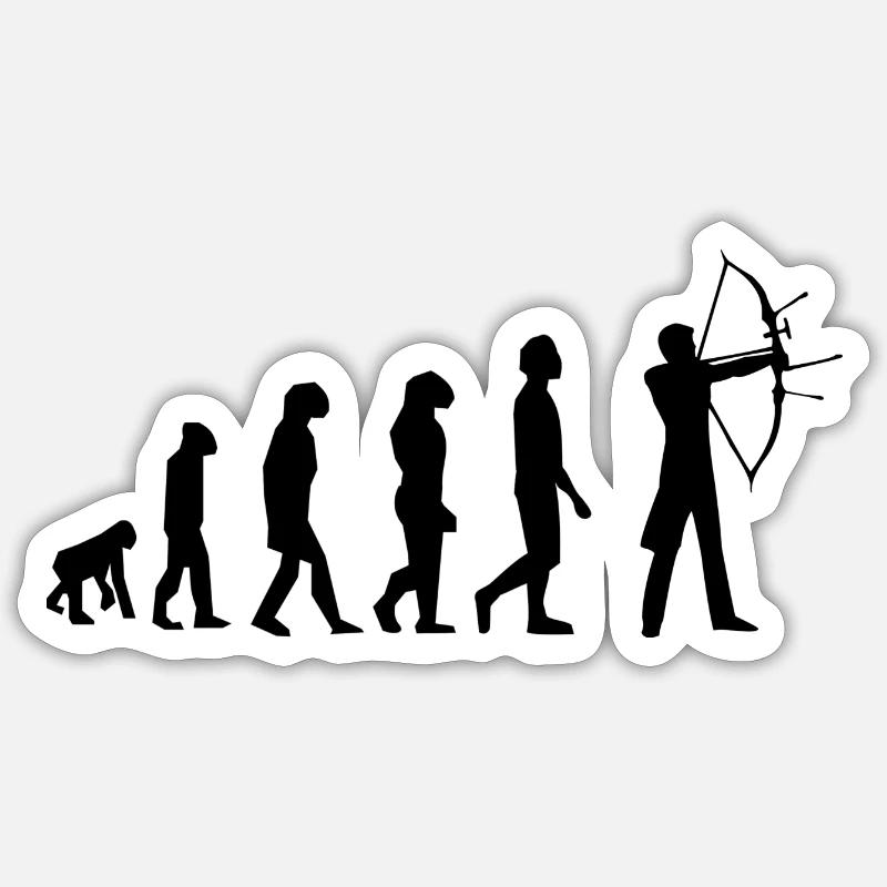 Evolution des Bogenschießens Sticker Größe S (10 x 10 cm)