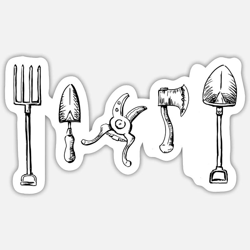 Gartengeräte Garten - Sticker Größe S (10 x 10 cm) - Mattweiß