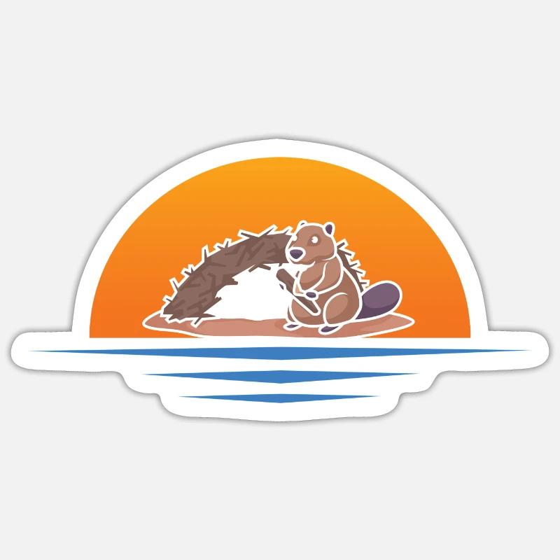 Biber Nutria - Sticker Größe S (10 x 10 cm) - Mattweiß