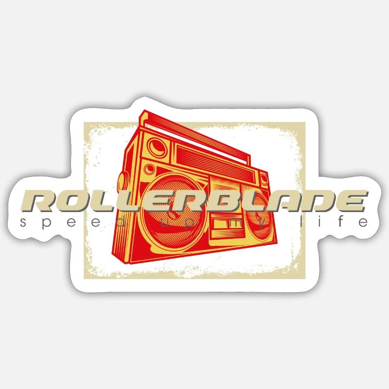 80s Ghetto Blaster Rollerblader Sticker size S (10 x 10 cm)