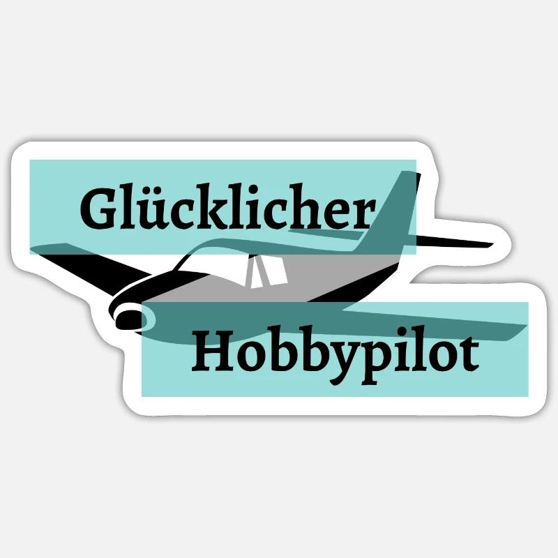 Glücklicher Hobbypilot - Sticker Größe S (10 x 10 cm) - Mattweiß