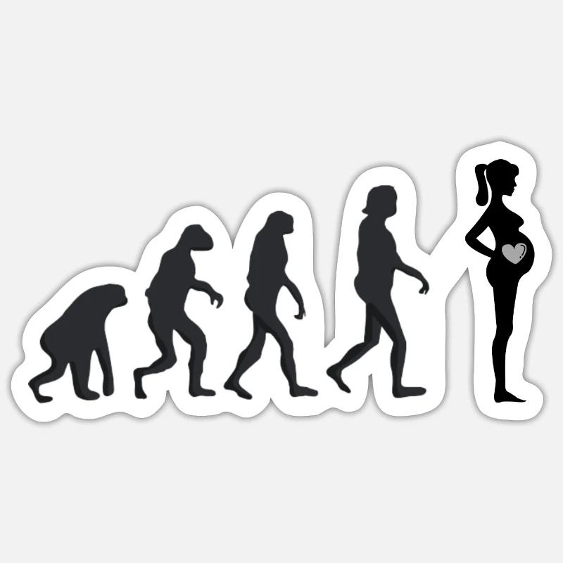 Schwanger - Menschliche Evolution - Sticker Größe S (10 x 10 cm) - Mattweiß