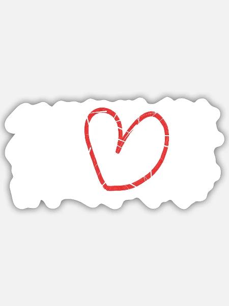 Weiß mit rotem Herz - Sticker Größe S (10 x 10 cm) - Mattweiß
