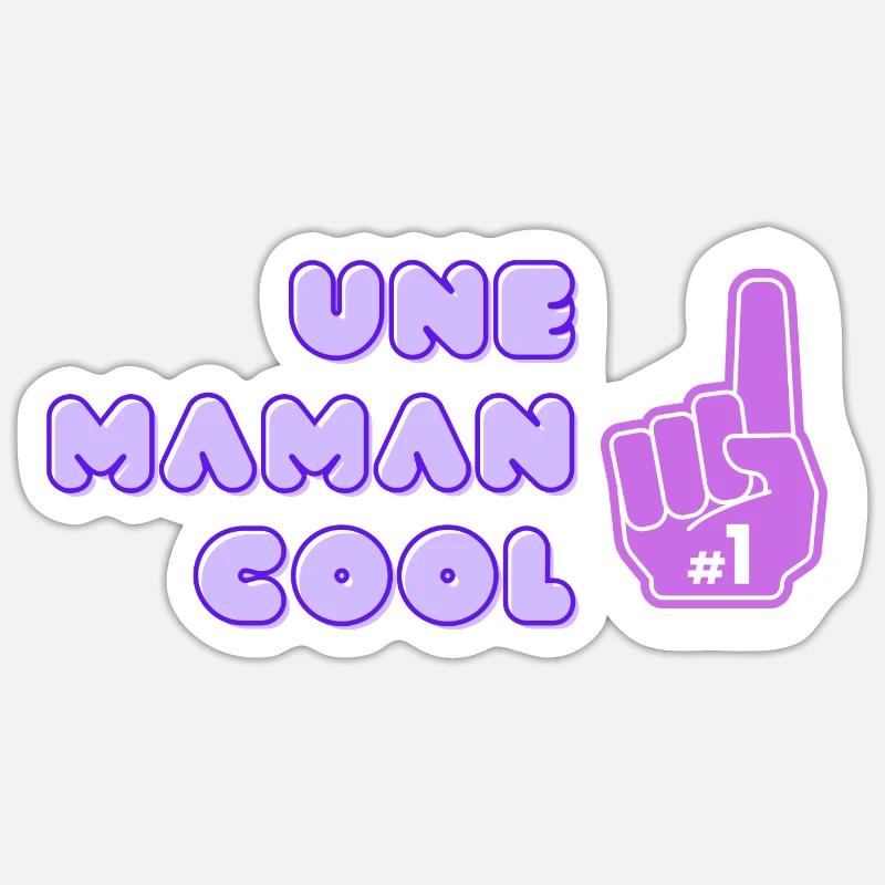 maman cool pouce - Sticker taille S (10 x 10 cm) - blanc mat