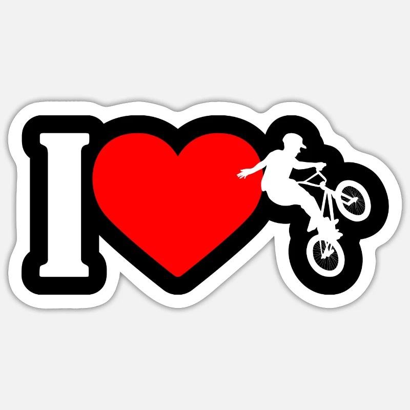 J’adore le BMX Freestyle - Sticker taille S (10 x 10 cm) - blanc mat
