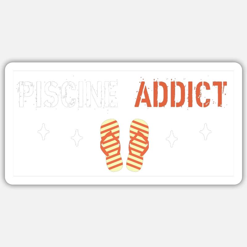 piscine addict - Sticker taille S (10 x 10 cm) - blanc mat