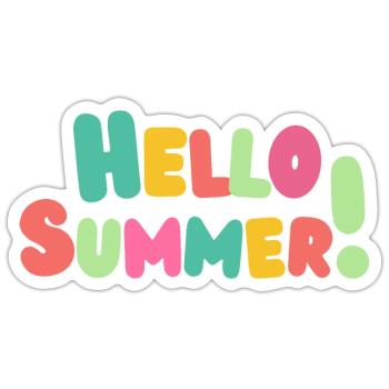Hello Summer - Bunte Vibes - Sticker Größe S (10 x 10 cm) - Mattweiß - Vorne