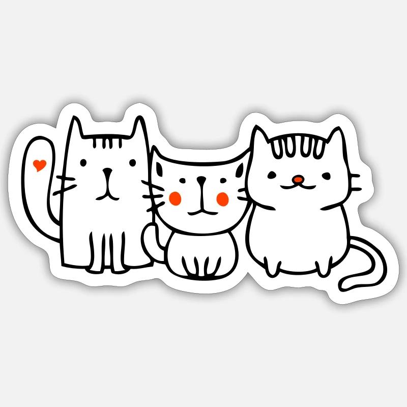 Katzen, Freunde - Sticker Größe S (10 x 10 cm) - Mattweiß