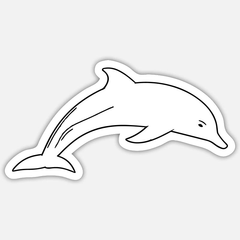 Delfin - Sticker Größe S (10 x 10 cm) - Mattweiß