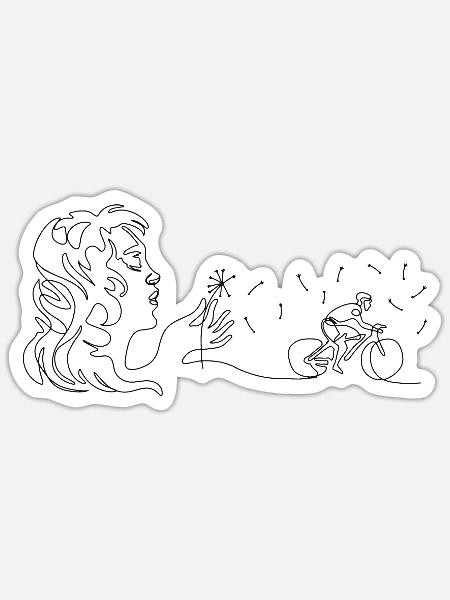 Fahrtwind Rennrad Pusteblume - Sticker Größe S (10 x 10 cm) - Mattweiß