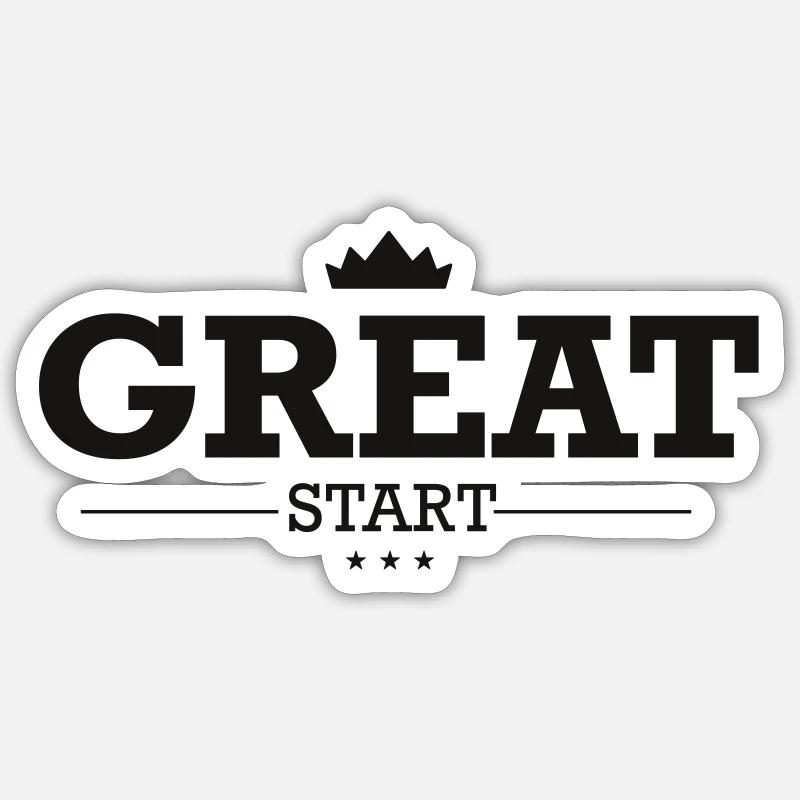 Slogan GREAT START - Sticker taille S (10 x 10 cm) - blanc mat