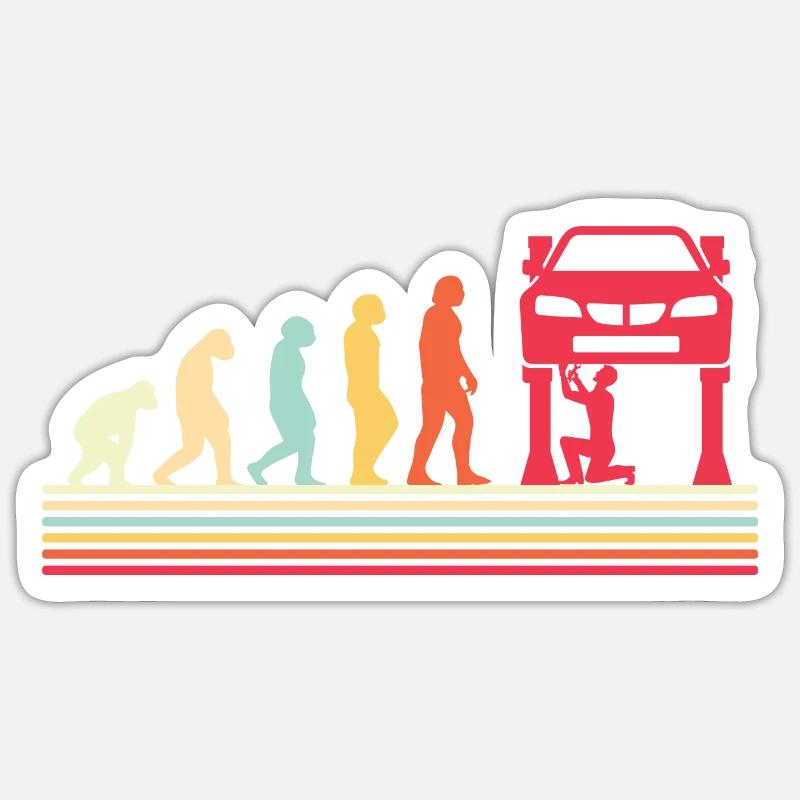 KFZ Mechaniker Autowerkstatt Schrauber Evolution Sticker Größe S (10 x 10 cm)