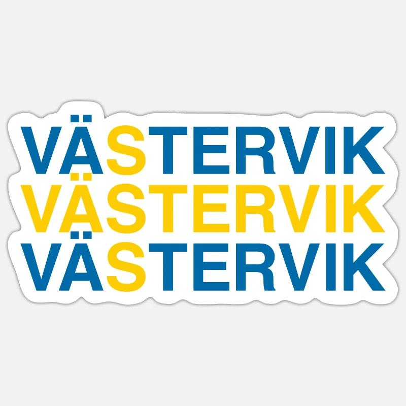 VÄSTERVIK Suède Sverige Suède Drapeau - Sticker taille S (10 x 10 cm) - blanc mat