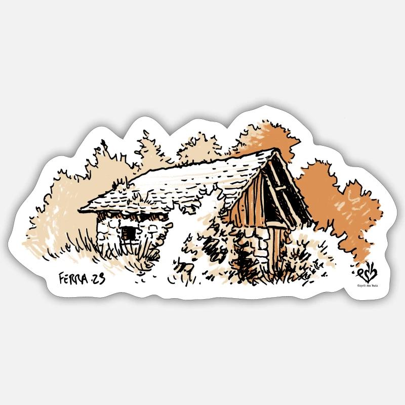 Cabane dans les bois Sticker taille S (10 x 10 cm)