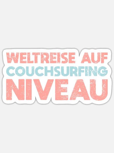 Weltreise Auf Couchsurfing-Niveau - Sticker Größe S (10 x 10 cm) - Mattweiß
