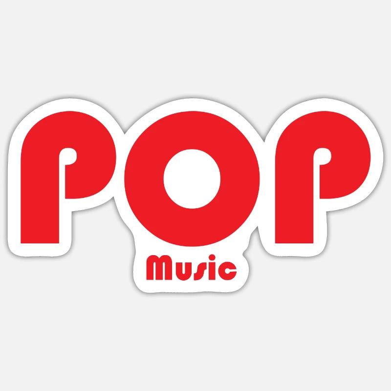 Rotes Retro POP Musikdesign - Sticker Größe S (10 x 10 cm) - Mattweiß
