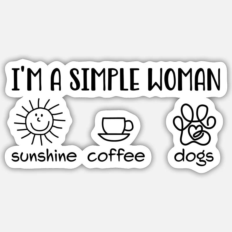 soleil, café, chiens - Sticker taille S (10 x 10 cm) - blanc mat