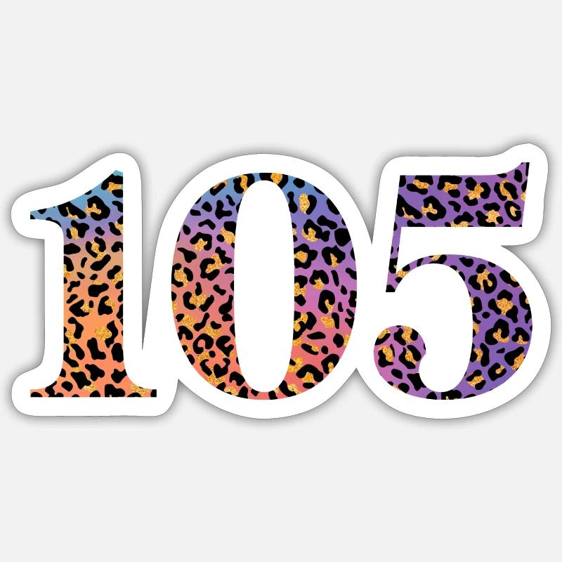 105e anniversaire léopard - Sticker taille S (10 x 10 cm) - blanc mat