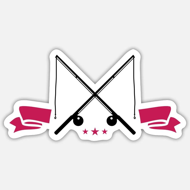 Icône de canne à pêche - Sticker taille S (10 x 10 cm) - blanc mat