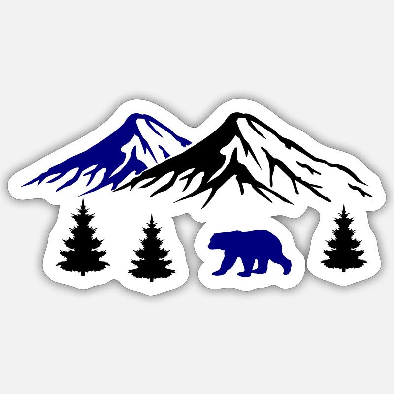 berge bär natur - Sticker Größe S (10 x 10 cm) - Mattweiß