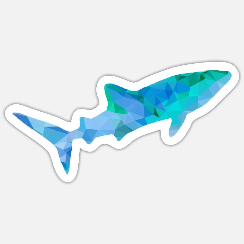 Requin-baleine bleu vert Sticker taille S (10 x 10 cm)