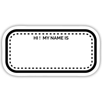 Badge « Salut ! Je m’appelle » (vide) - Sticker taille S (10 x 10 cm) - blanc mat - Devant