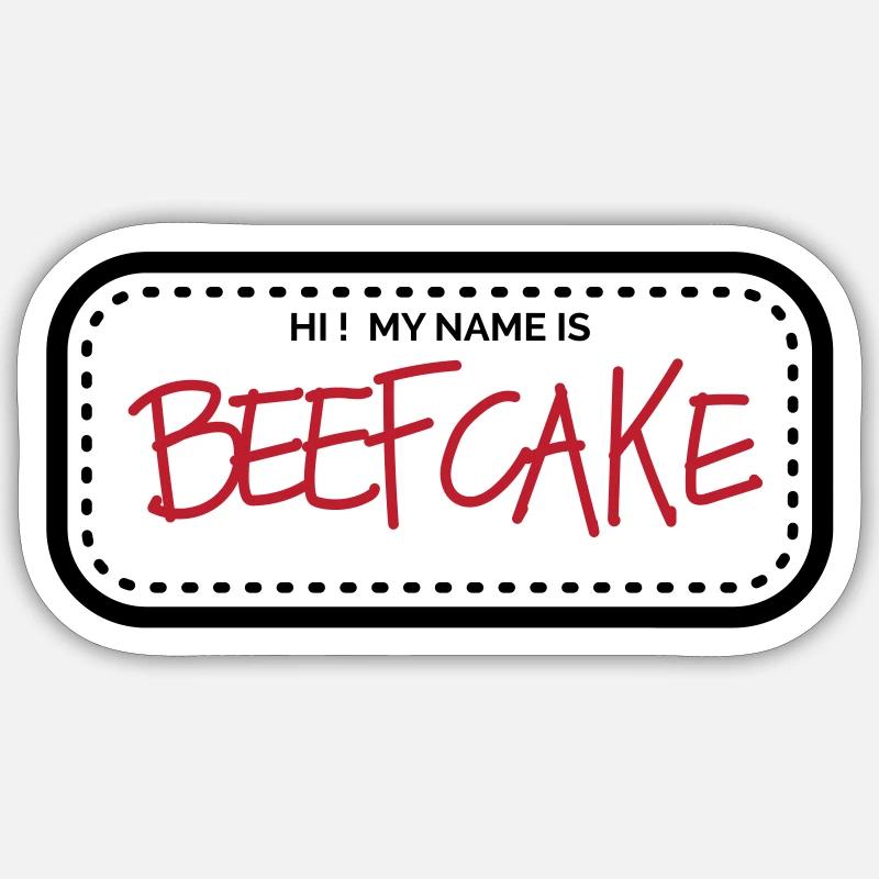 Beefcake - Sticker taille S (10 x 10 cm) - blanc mat