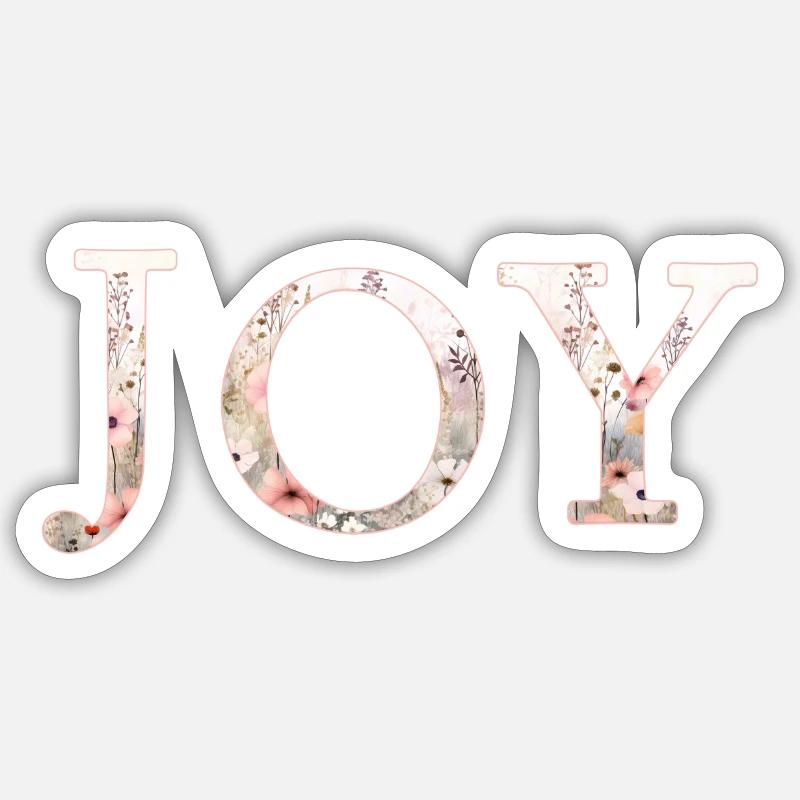 JOY! Blumen-Muster, personalisierbar - Sticker Größe S (10 x 10 cm) - Mattweiß