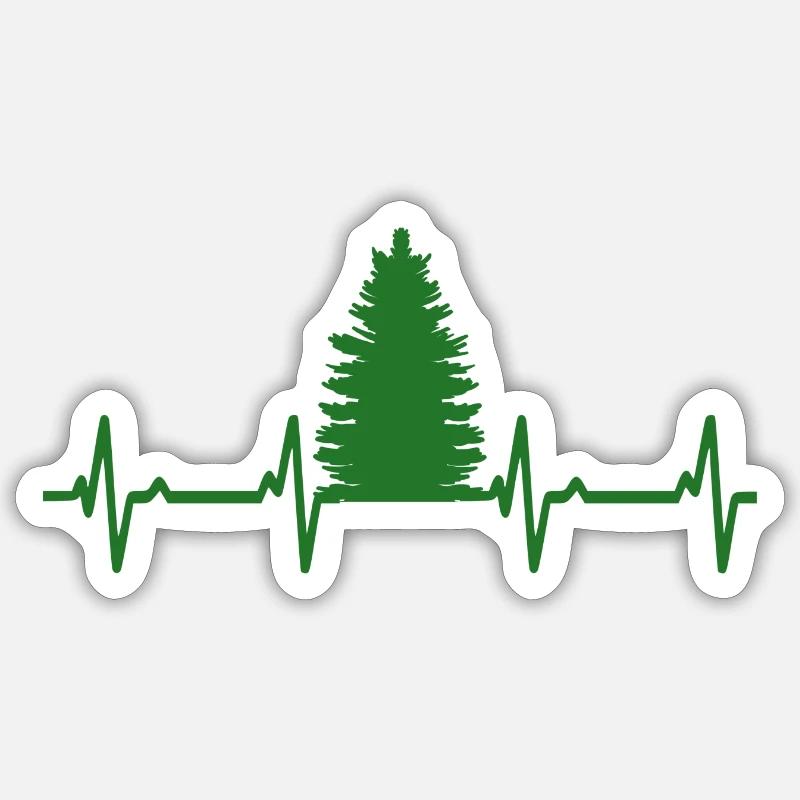 Wald Herzschlag Baum Bäume - Sticker Größe S (10 x 10 cm) - Mattweiß